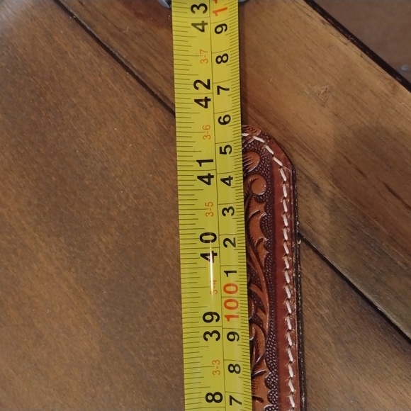 Vintage Sunbelt Hand Painted Leather Belt Sz 34 With Oak Leaf Tooling - Picture 6 of 10